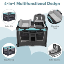 Costway 5-In-1 Toddlers Portable Travel Cot Baby Playard Convertible Playpen - thumbnail 5