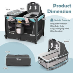 Costway 5-In-1 Toddlers Portable Travel Cot Baby Playard Convertible Playpen - thumbnail 2