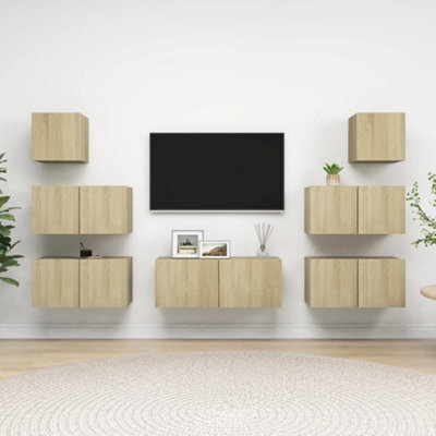 Berkfield 7 Piece Tv Cabinet Set Sonoma Oak Engineered Wood - image 1