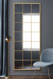 "Mirroroutlet Fenestra - Gold Modern Window Leaner / Wall Mirror 79"" X 31"" (200Cm X 80Cm)" - thumbnail 2