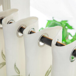Luxury Living Leaf Embroidered Tulle Voile Curtains Ring Top Sage - thumbnail 7