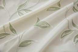 Luxury Living Leaf Embroidered Tulle Voile Curtains Ring Top Sage - thumbnail 6