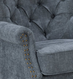 Tufted Denim Blue Accent Chair Liana With Black Wooden Legs - Small Living Room Fabric Armchair - thumbnail 6