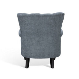 Tufted Denim Blue Accent Chair Liana With Black Wooden Legs - Small Living Room Fabric Armchair - thumbnail 5