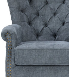 Tufted Denim Blue Accent Chair Liana With Black Wooden Legs - Small Living Room Fabric Armchair - thumbnail 7