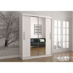 Arte Sleek White Mirrored Sliding Door Wardrobe - Modern Bedroom Storage Furniture (H)2000mm X (W)1500mm X (D)610mm - thumbnail 1