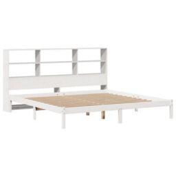 Berkfield Bookcase Bed Without Mattress White 180X200 Cm Super King Solid Wood Pine - thumbnail 3
