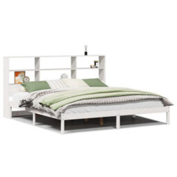 Berkfield Bookcase Bed Without Mattress White 180X200 Cm Super King Solid Wood Pine - thumbnail 2