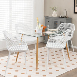 Costway 4Pcs Modern Dining Chair Set Indoor Patio Heavy Duty Chairs With Backrest - thumbnail 3