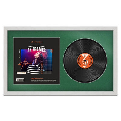"30X17"" White Ash Modern Vinyl Record Frame With Emerald Mount For 12 Inch Lp Album Cover & Disc - Ak Frames" - image 1