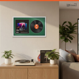 "30X17"" White Ash Modern Vinyl Record Frame With Emerald Mount For 12 Inch Lp Album Cover & Disc - Ak Frames" - thumbnail 5
