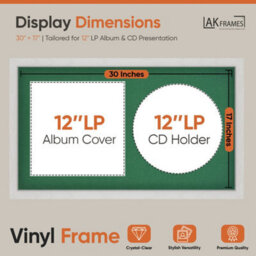 "30X17"" White Ash Modern Vinyl Record Frame With Emerald Mount For 12 Inch Lp Album Cover & Disc - Ak Frames" - thumbnail 2