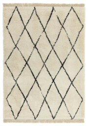 Modern Rug, Luxurious Bedroom Rug, Diningroom Rug, Easy To Clean Moroccan Rug, 35mm Cream Shaggy Rug-120Cm X 170Cm - thumbnail 1