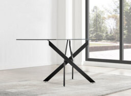 Furniturebox Uk Leonardo Black Leg Glass Dining Table & 6 Grey Pesaro Black Leg Chairs - thumbnail 3