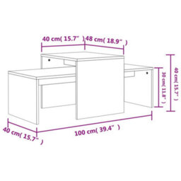 Berkfield Coffee Table Set Sonoma Oak 100X48X40 Cm Engineered Wood - thumbnail 7