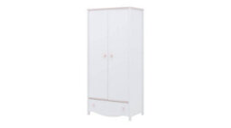 Arte Spacious Mia Hinged Wardrobe With Shelves And Drawer In White Matt & Pink (H)1860mm (W)850mm (D)510mm - Elegant Bedroom Organiser - thumbnail 1