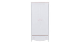 Arte Spacious Mia Hinged Wardrobe With Shelves And Drawer In White Matt & Pink (H)1860mm (W)850mm (D)510mm - Elegant Bedroom Organiser - thumbnail 3