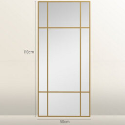 Homcom Window Style Vanity Mirror 110 X 50Cm Hanging Wall Mirror Gold Tone - thumbnail 3