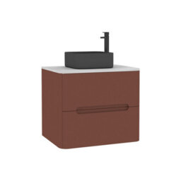 Royal Bathrooms Venice 600mm Terracotta Clay Wall Mounted Bathroom Countertop Vanity Unit 2 Drawer With Art Square Basin - thumbnail 7