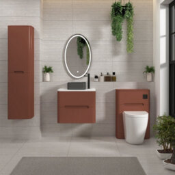 Royal Bathrooms Venice 600mm Terracotta Clay Wall Mounted Bathroom Countertop Vanity Unit 2 Drawer With Art Square Basin - thumbnail 4