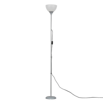 Valuelights Dalby Silver Uplighter Floor Lamp With White Shade - image 1