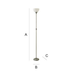 Valuelights Dalby Silver Uplighter Floor Lamp With White Shade - thumbnail 8