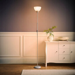 Valuelights Dalby Silver Uplighter Floor Lamp With White Shade - thumbnail 2