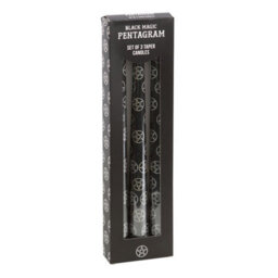 Set Of 3 Black Pentagram Taper Candles For Home & Decor