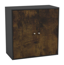 Urbn-Living Urbnliving Height 60Cm 2 Tier Wooden Storage Cabinet Side Furniture Color Black With Rustic Brown Door Cupboard Bedroom Hallway - thumbnail 2