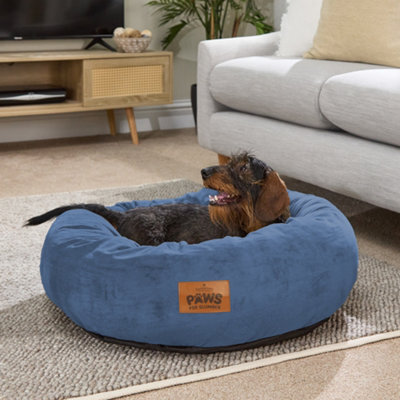 Slumberdown Paws For Slumber Donut Pet Bed, Navy, Large, 75Cm Diameter - image 1