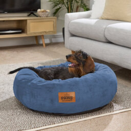 Slumberdown Paws For Slumber Donut Pet Bed, Navy, Large, 75Cm Diameter