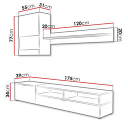 Roco Modern Modular Tv Wall Unit White And Golden Oak Finish With Stylish Storage Solutions Led Lights - thumbnail 4
