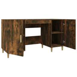 Berkfield Desk Smoked Oak 140X50X75 Cm Engineered Wood - thumbnail 7