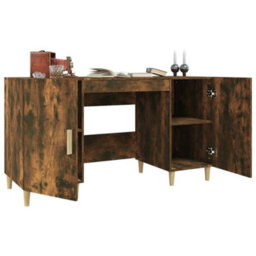Berkfield Desk Smoked Oak 140X50X75 Cm Engineered Wood - thumbnail 5