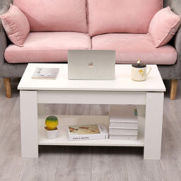 Furniturehmd Wooden Lift Up Coffee Table With Storage Compartment And Shelf Tea Table Desk For Living Room,office - thumbnail 3