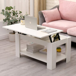 Furniturehmd Wooden Lift Up Coffee Table With Storage Compartment And Shelf Tea Table Desk For Living Room,office - thumbnail 6