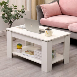 Furniturehmd Wooden Lift Up Coffee Table With Storage Compartment And Shelf Tea Table Desk For Living Room,office - thumbnail 2