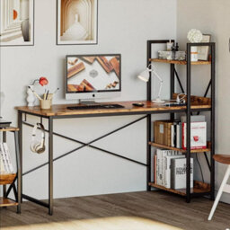 Hygrad Built to Survive 4 Tier Industrial Look Wooden Reversible Computer Study Writing Table Desk Work Station For Pc Desktop With Uk Sockets & Usb Ports - thumbnail 7