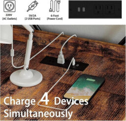 Hygrad Built to Survive 4 Tier Industrial Look Wooden Reversible Computer Study Writing Table Desk Work Station For Pc Desktop With Uk Sockets & Usb Ports - thumbnail 6