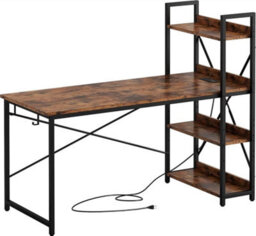 Hygrad Built to Survive 4 Tier Industrial Look Wooden Reversible Computer Study Writing Table Desk Work Station For Pc Desktop With Uk Sockets & Usb Ports - thumbnail 2