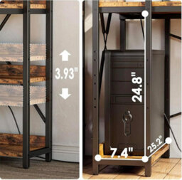Hygrad Built to Survive 4 Tier Industrial Look Wooden Reversible Computer Study Writing Table Desk Work Station For Pc Desktop With Uk Sockets & Usb Ports - thumbnail 4