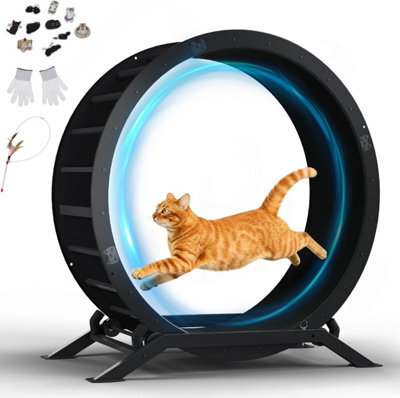 Gtplayer Cat Wheel 90 Cm Metal Large Cats Exercise Running Wheel For Indoor Cats With Teaser Removable Carpet Cat Treadmill - image 1
