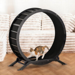 Gtplayer Cat Wheel 90 Cm Metal Large Cats Exercise Running Wheel For Indoor Cats With Teaser Removable Carpet Cat Treadmill - thumbnail 9