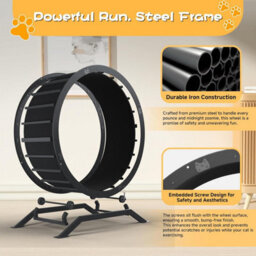 Gtplayer Cat Wheel 90 Cm Metal Large Cats Exercise Running Wheel For Indoor Cats With Teaser Removable Carpet Cat Treadmill - thumbnail 5