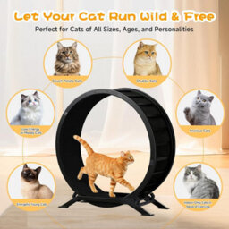 Gtplayer Cat Wheel 90 Cm Metal Large Cats Exercise Running Wheel For Indoor Cats With Teaser Removable Carpet Cat Treadmill - thumbnail 6