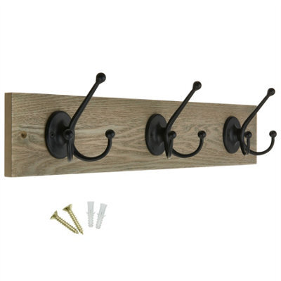 Keypak Rustic Wall Mounted Coat Rack - Heavy-Duty 54 Cm Wide Tri Iron Hooks, Black Coat Hanger For Winter Coats, Hats, Jackets - image 1