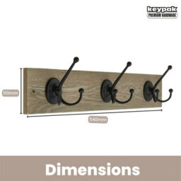 Keypak Rustic Wall Mounted Coat Rack - Heavy-Duty 54 Cm Wide Tri Iron Hooks, Black Coat Hanger For Winter Coats, Hats, Jackets - thumbnail 3