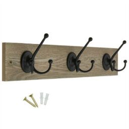 Keypak Rustic Wall Mounted Coat Rack - Heavy-Duty 54 Cm Wide Tri Iron Hooks, Black Coat Hanger For Winter Coats, Hats, Jackets - thumbnail 1