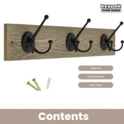 Keypak Rustic Wall Mounted Coat Rack - Heavy-Duty 54 Cm Wide Tri Iron Hooks, Black Coat Hanger For Winter Coats, Hats, Jackets - thumbnail 4