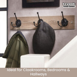 Keypak Rustic Wall Mounted Coat Rack - Heavy-Duty 54 Cm Wide Tri Iron Hooks, Black Coat Hanger For Winter Coats, Hats, Jackets - thumbnail 5